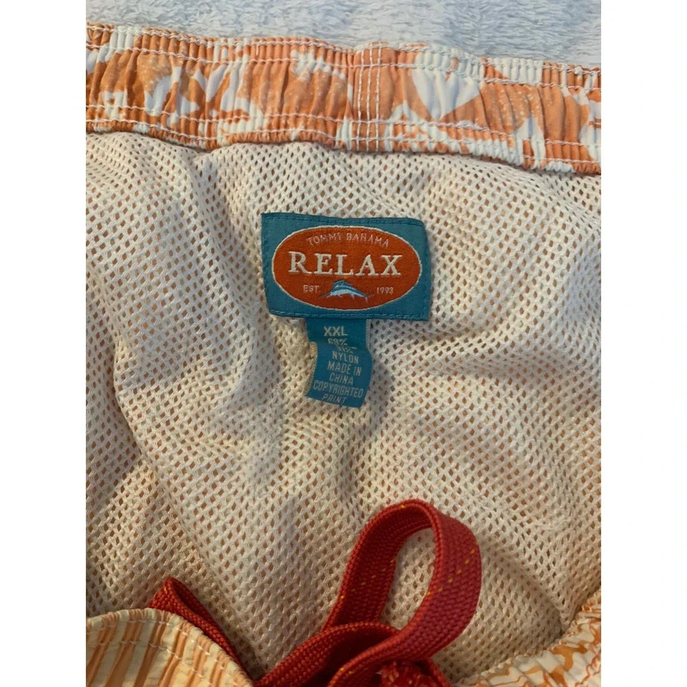 Tommy Bahama Mens Swim Trunks Relax Shorts‎ Peach / Orange Stripe Size XXL Lined